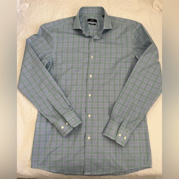 EUC Hugo Boss "Mark US" Plaid Sharp Fit Dress Shirt- Size: 15 32/33 - Picture 8 of 8